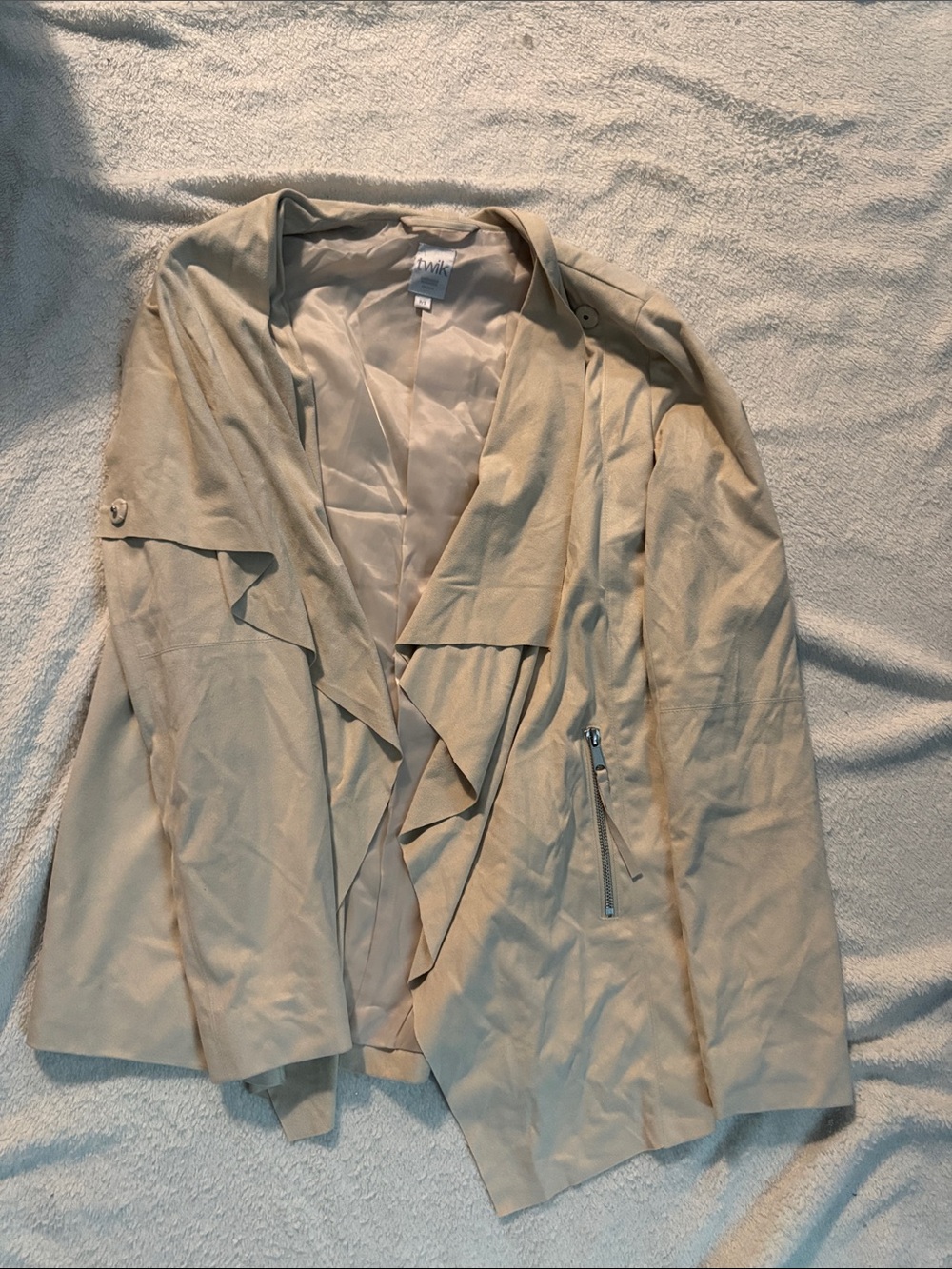 Beige Draped Trench Coat